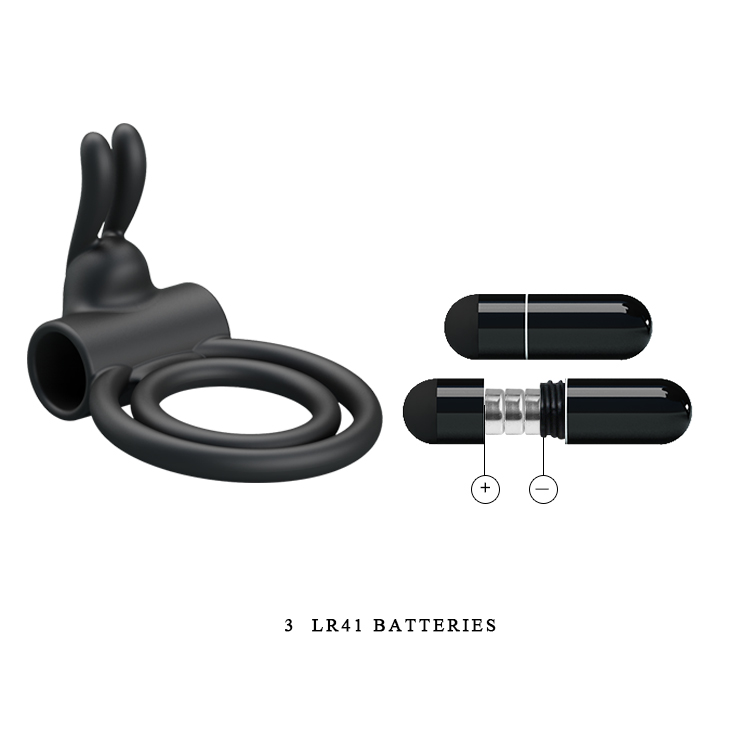 Vibrating Silicone Rabbit Cock Ring Men's Toy