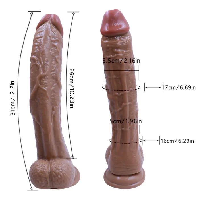 Realistic 10 Inch Big Dildo Silicone Waterproof with Suction Cup