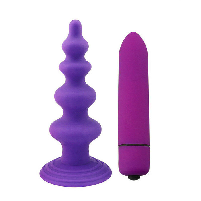 10 Speed Vibrator Anal Plug Beads Dildo G-Spot Silicone Suction Cup Sex Toy
