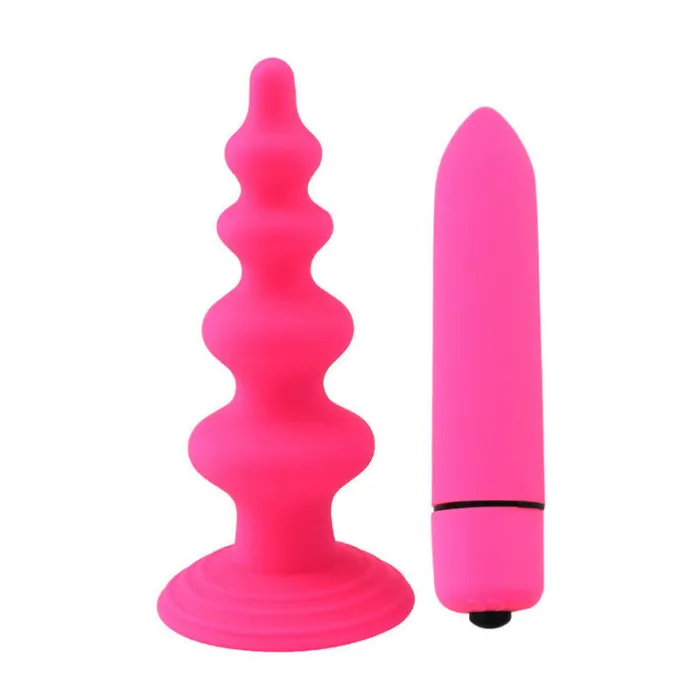 10 Speed Vibrator Anal Plug Beads Dildo G-Spot Silicone Suction Cup Sex Toy