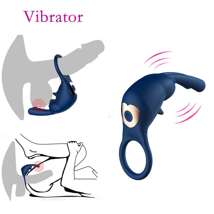 USB Vibrating Rabbit Penis Ring Last Longer Vibrator Silicone Sex Toys