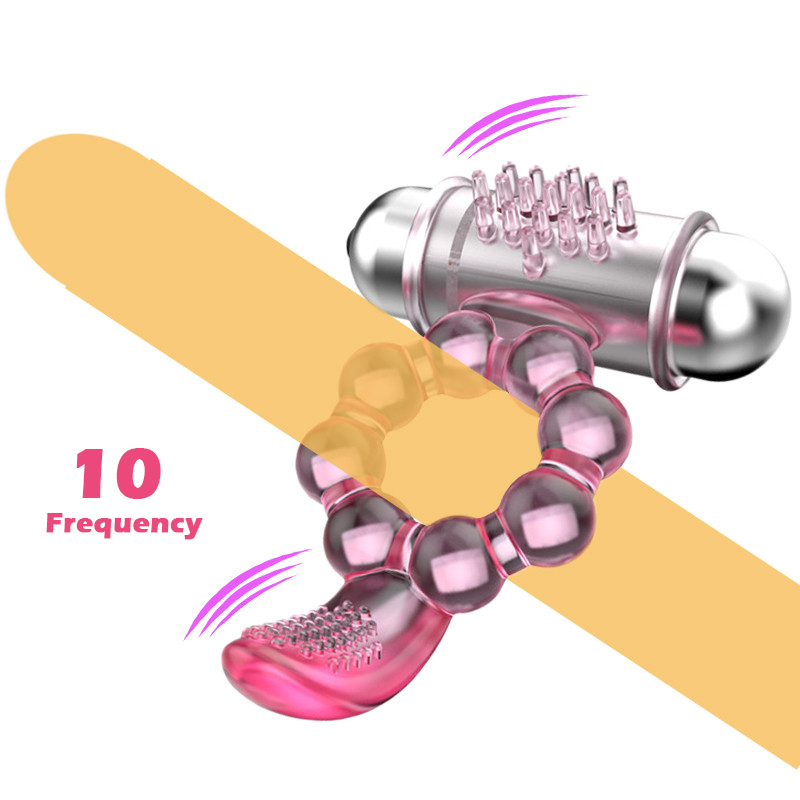 10 Speed Vibrating Penis Ring Tongue Bullet Vibrator Cock Ring 
