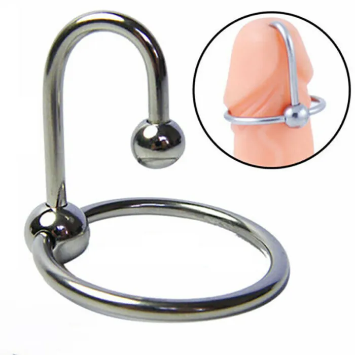 Penis Ring Orgasm Urethra Sex Toy Dual Ball Stainless Steel Cock Penis Head Ring