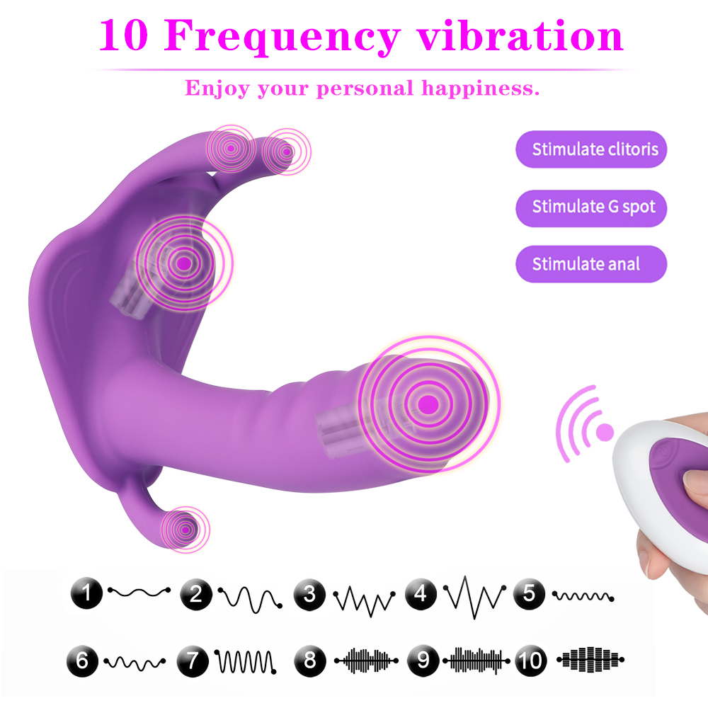 10 Speed Vibrating Wearable Rabbit Dildo Vibrator G-Spot Massager 