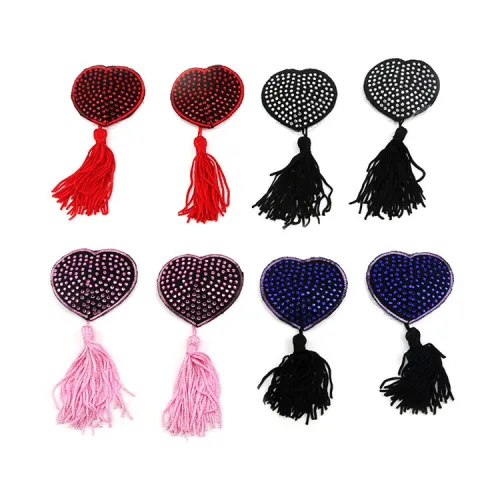 Pair of Heart Nipple Tassels Self Adhesive Breast Covers