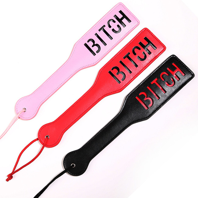 Spanking Paddle Black Red Pink Faux Leather Spanker Flogger Whip