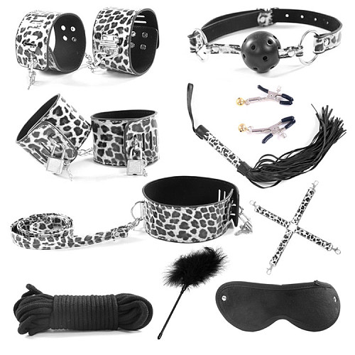 10pcs/set Adult Sex SM Toys Handcuffs Cuffs Strap Whip Rope Neck