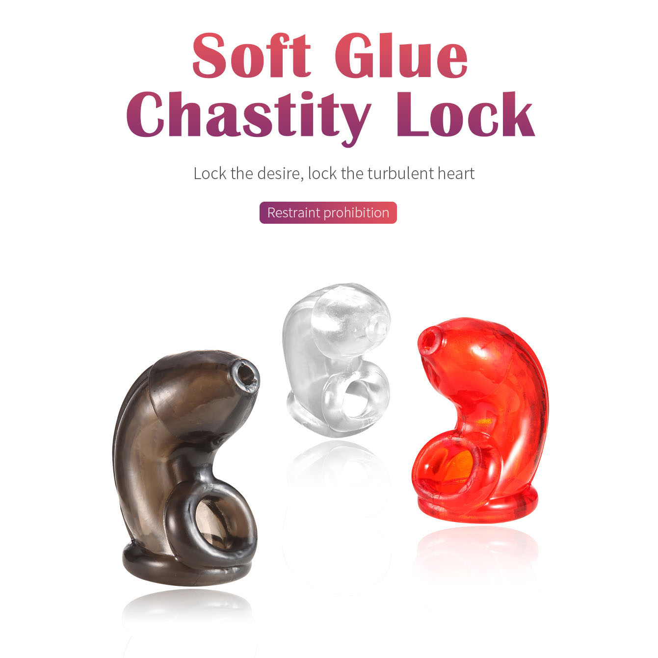 Soft Silicone Men's Cuckold Lockdown Chastity Penis Cage Restraint Device