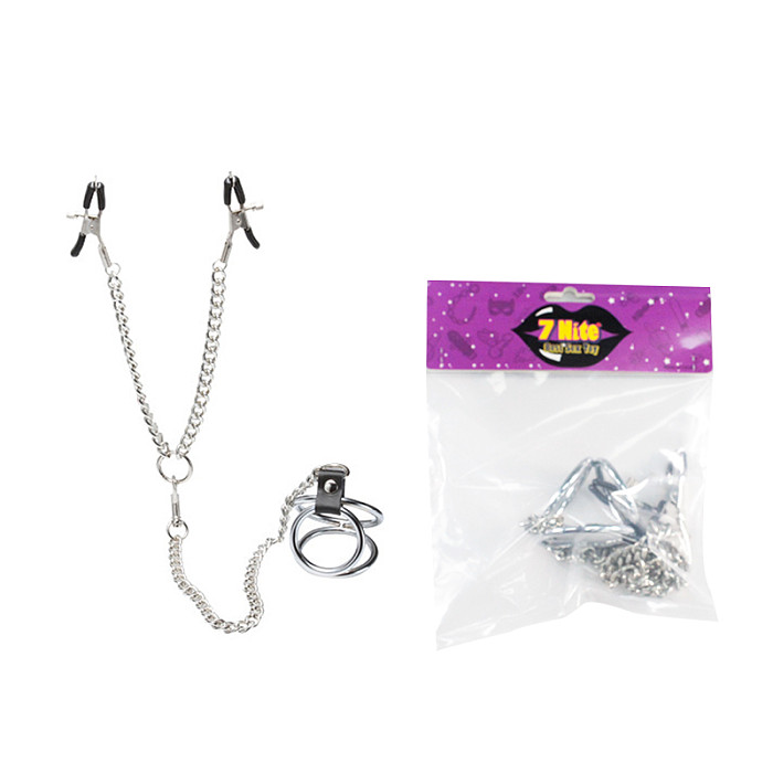 SM Nipple Clamps With Penis Ring