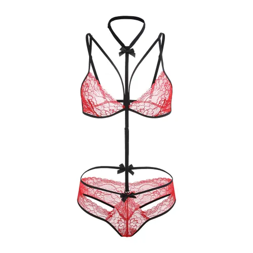 Underwired Lace Triangle Bra &G-String Set