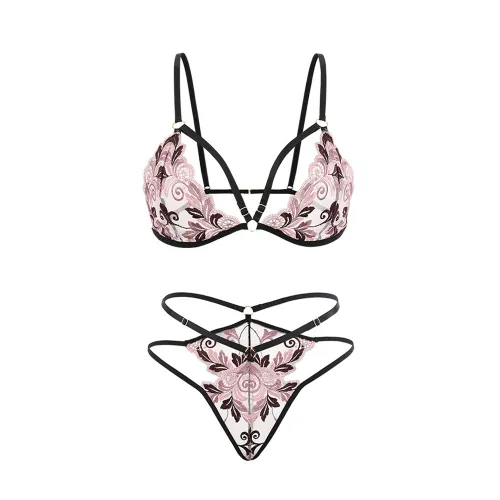 Lace Peek-a-Boo Bra & Crotchless G-String