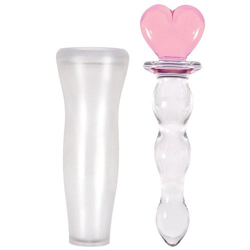 Crystal Heart of Glass Massager- Pink