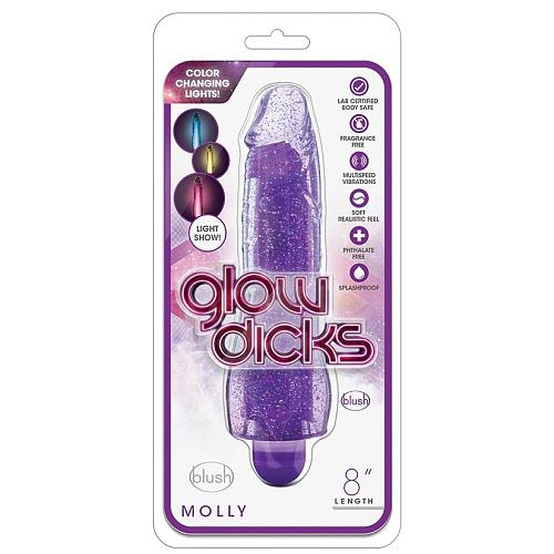 Glow Dicks Molly Glitter 8 Vibrator-Purple