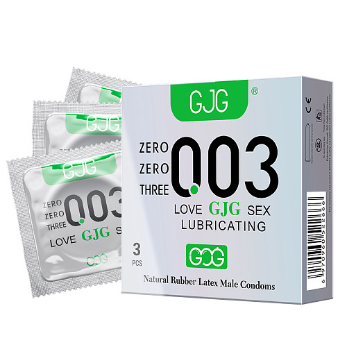 GJG 003 Series Ultra-Thin Zero Distance Natural Latex Rubber Condoms Silver 3PCS