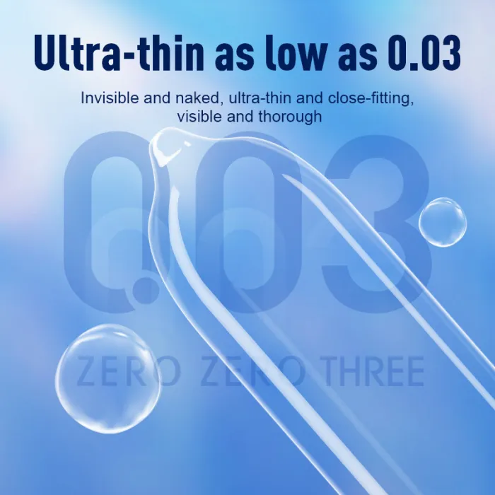 GJG 003 Series Ultra-Thin Zero Distance Natural Latex Rubber Condoms Blue 3PCS