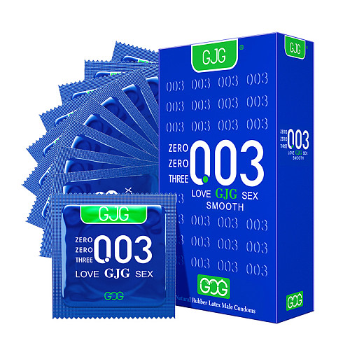 GJG 003 Series Ultra-Thin Zero Distance Natural Latex Rubber Condoms Blue 10PCS