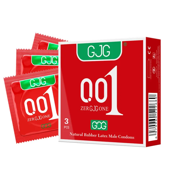 GJG 001 Series Ultra-Thin Zero Distance Natural Latex Rubber Condoms 3PCS