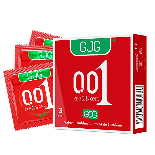 GJG 001 Series Ultra-Thin Zero Distance Natural Latex Rubber Condoms 3PCS