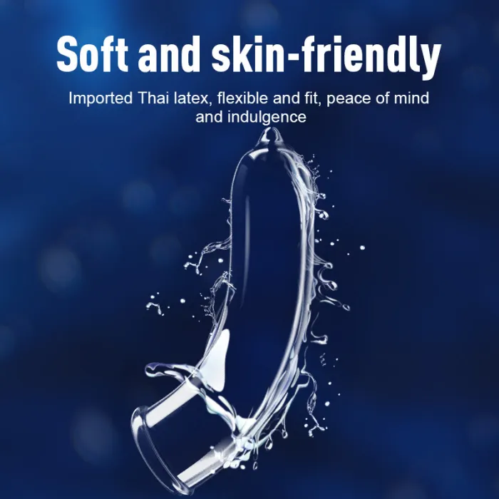 GJG 003 Series Ultra-Thin Zero Distance Natural Latex Rubber Condoms Blue 3PCS