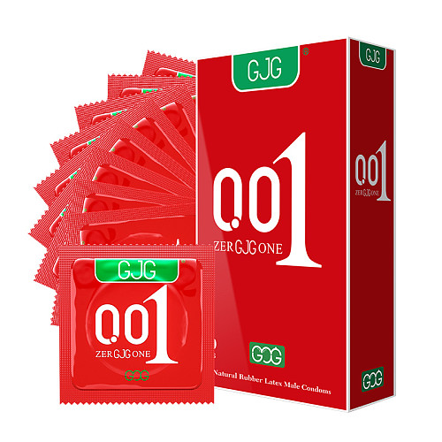 GJG 001 Series Ultra-Thin Zero Distance Natural Latex Rubber Condoms Red 10PCS