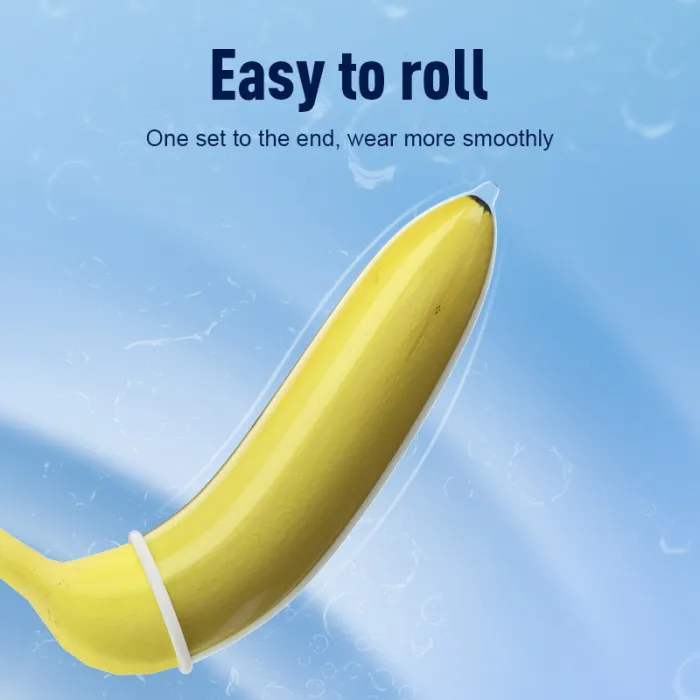 GJG 003 Series Ultra-Thin Zero Distance Natural Latex Rubber Condoms Blue 3PCS