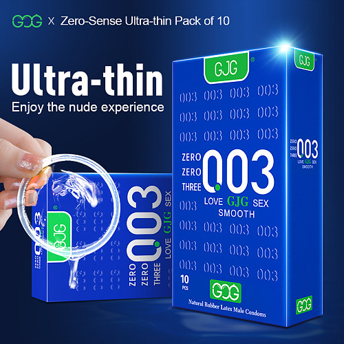 GJG 003 Series Ultra-Thin Zero Distance Natural Latex Rubber Condoms Blue 10PCS