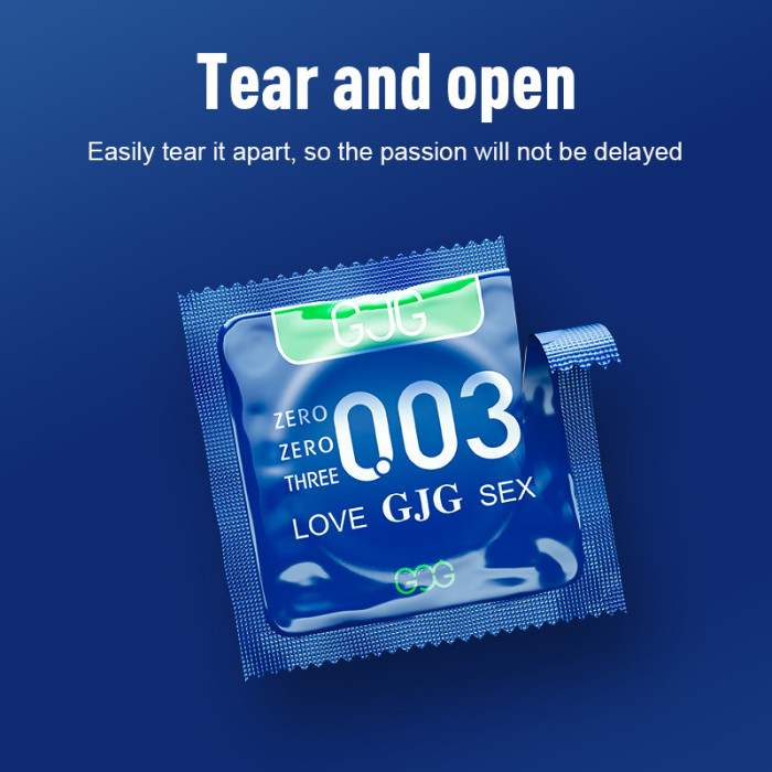 GJG 003 Series Ultra-Thin Zero Distance Natural Latex Rubber Condoms Blue 3PCS
