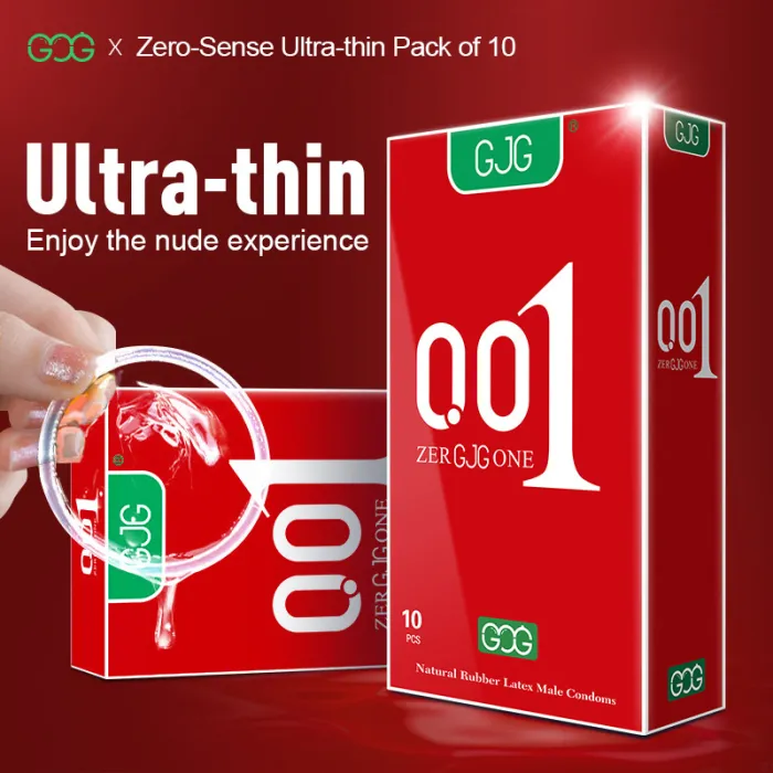GJG 001 Series Ultra-Thin Zero Distance Natural Latex Rubber Condoms Red 10PCS