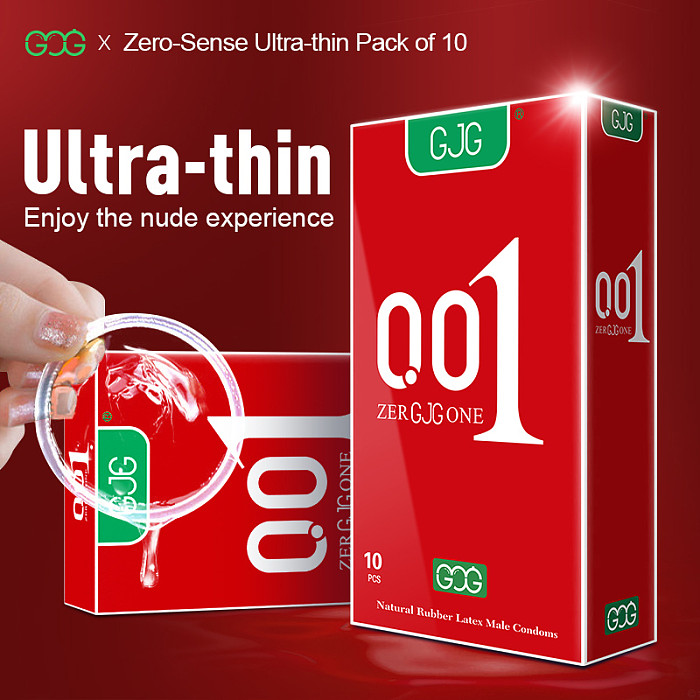GJG 001 Series Ultra-Thin Zero Distance Natural Latex Rubber Condoms Red 10PCS