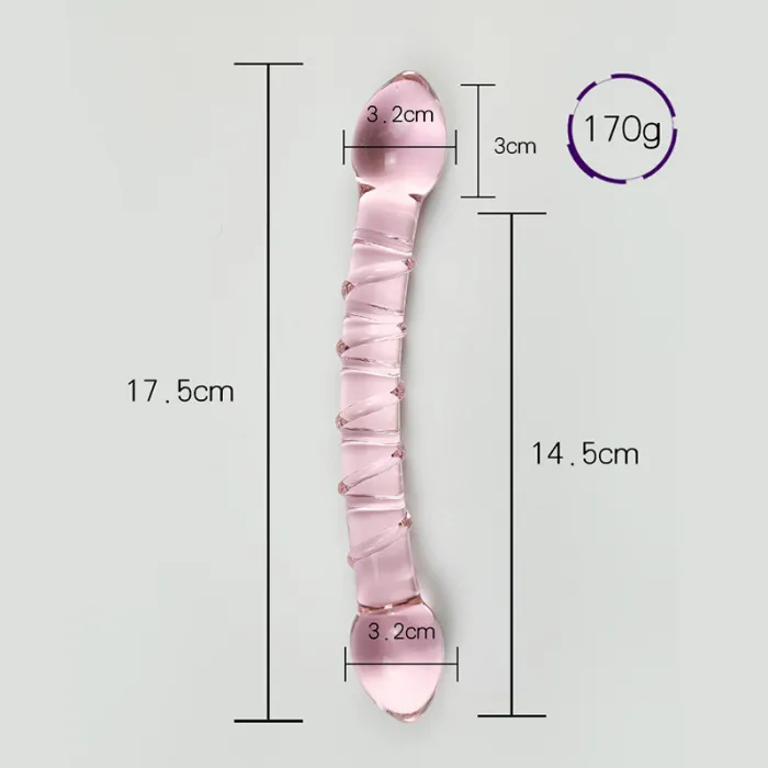 Double Trouble Glass Dildo In Pink