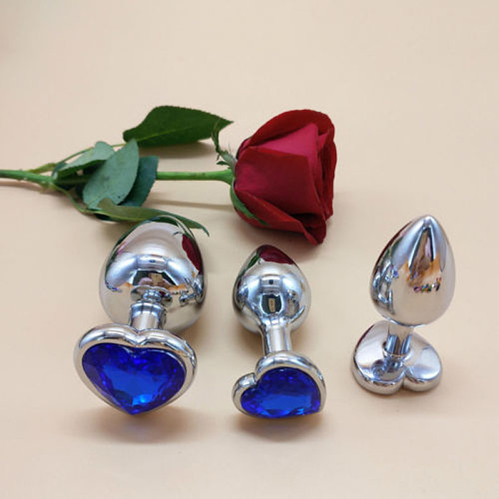 Heart-shaped metal vestibule anal plug