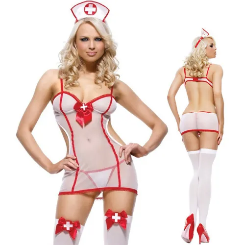 Sexy nurse uniform temptation mesh lady sexy suit