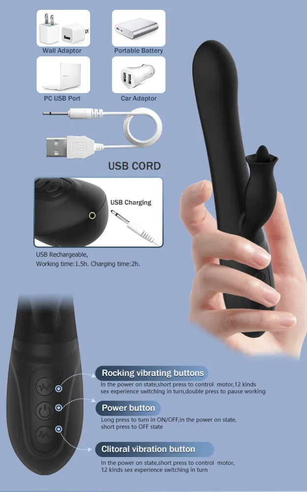 12 Frequency G-Spot Tongue Licking Vibrator
