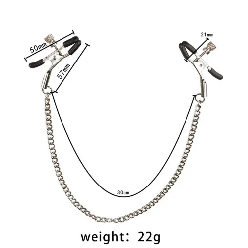 Smooth Slick Nipple Clamps Metal Chain
