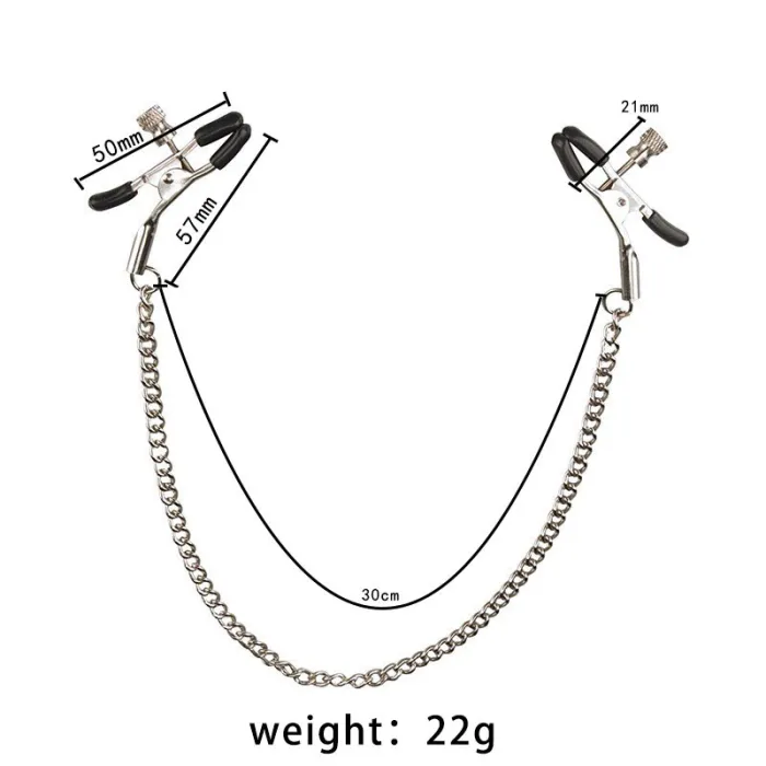 Smooth Slick Nipple Clamps Metal Chain