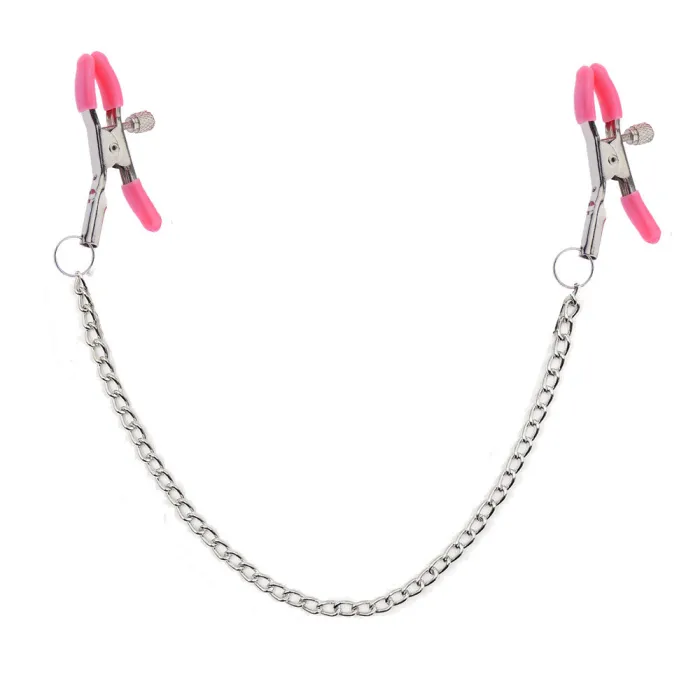 Smooth Slick Nipple Clamps Metal Chain