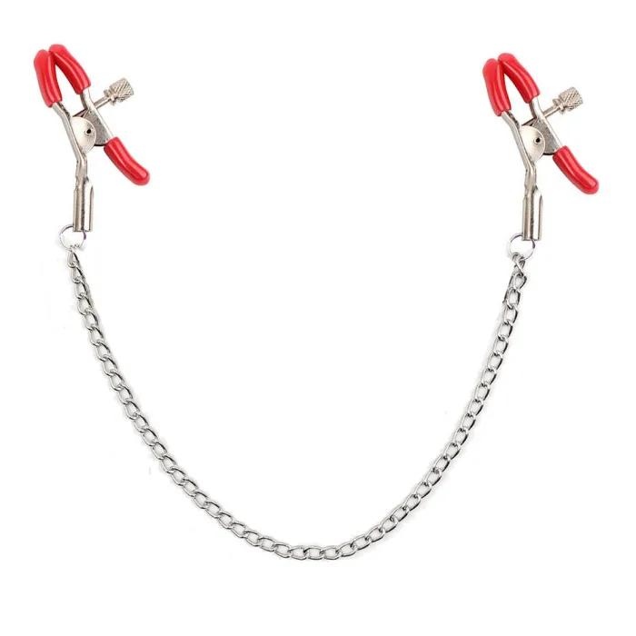 Smooth Slick Nipple Clamps Metal Chain