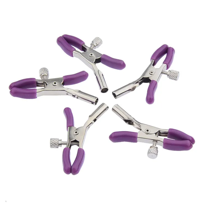 Smooth Slick Nipple Clamps Metal Chain