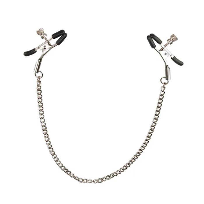 Smooth Slick Nipple Clamps Metal Chain