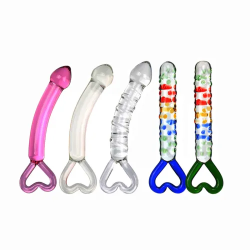 Peach Heart Clear Glass Anal Plug