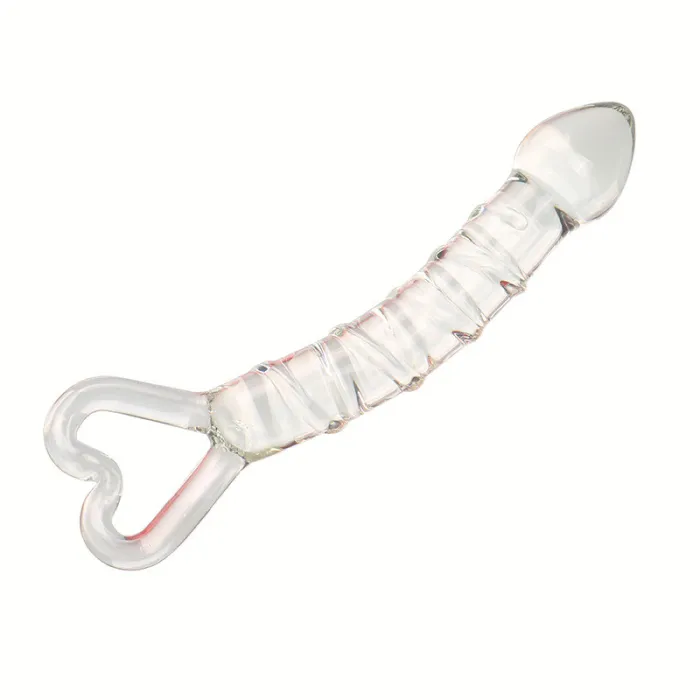Peach Heart Clear Glass Anal Plug