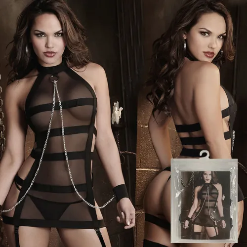 Semi-Transparent Sexy Striped Camisole Nightdress - Multiple Sizes