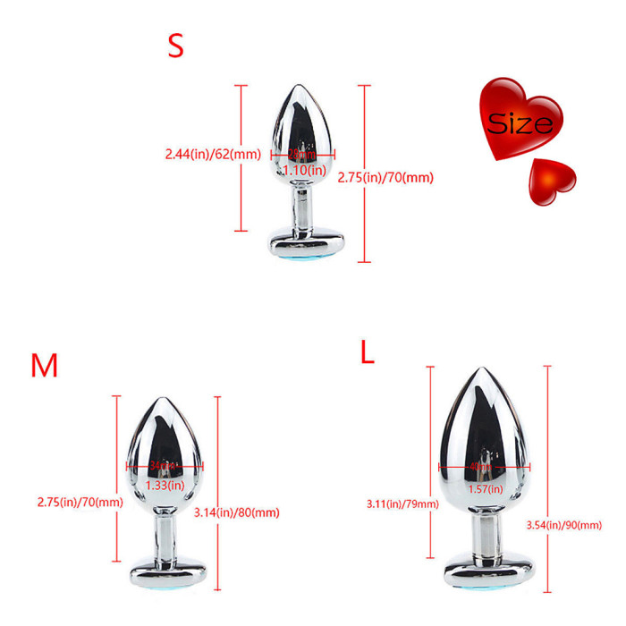 3pcs Diamond Butt Plug Anal Plug (Heart Shape)