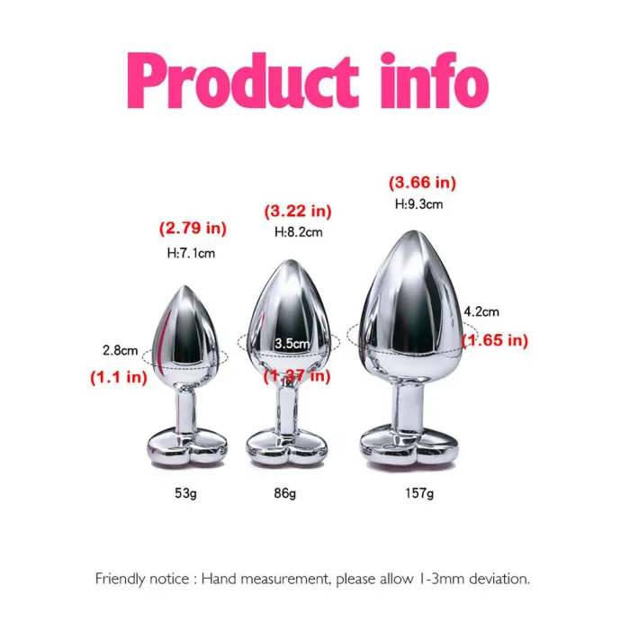 3pcs Diamond Butt Plug Anal Plug (Heart Shape)