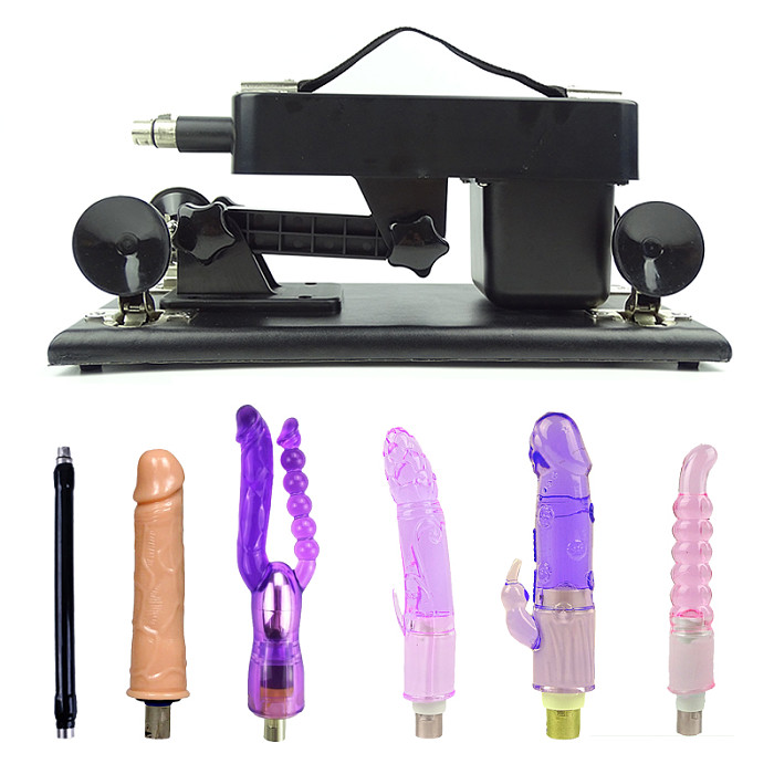 Automatic Masturbation Black Sex Machine and 5 Dildo