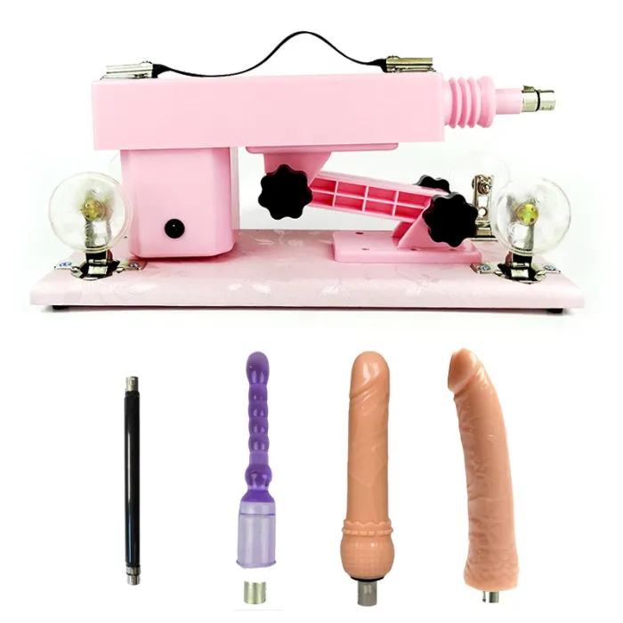 Pink Sex Machine with 3 Dildo and Extension Tube