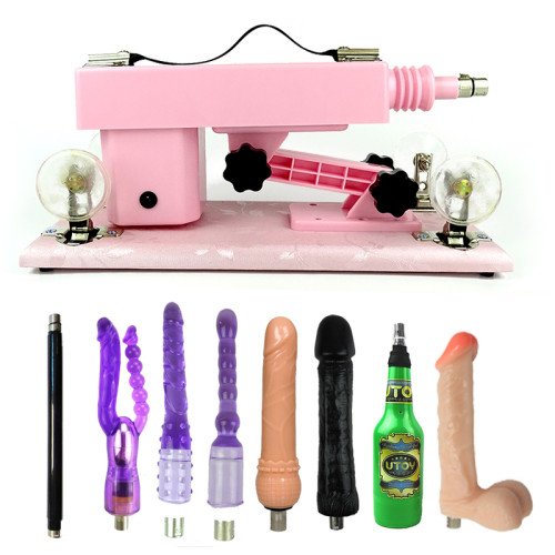 Women Pink Sex Machine with 8 Dildos
