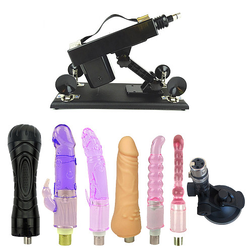 Black Sex Machine with 5 Dildos and 1 Masturbation Cup