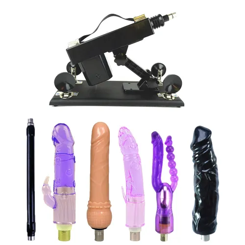 Black Sex Machine with 5 Dildos for Women