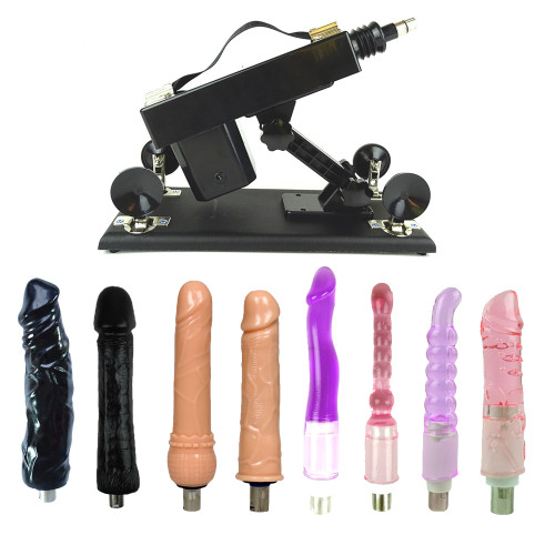 Black Sex Machine with 8 Dildos for Men and Women Masturbator